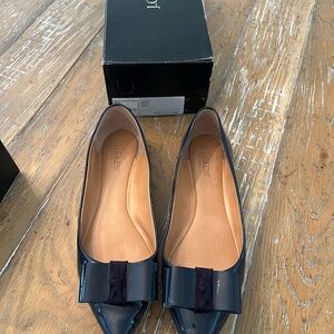 J. Crew Blue Flats with Bow Detail